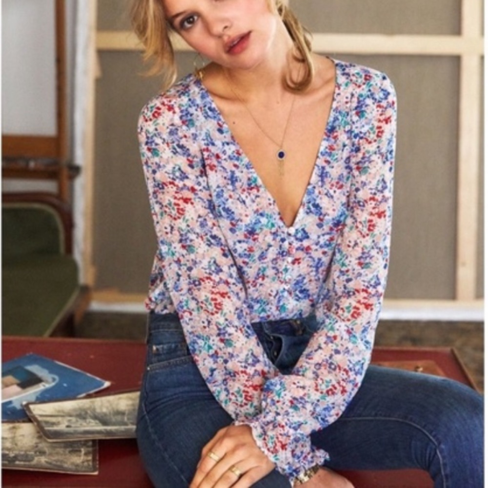 Sézane Carmelita floral blouse top size 36